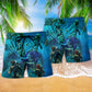 Ocean Rise Like The Waves Blue Beach Shorts Artwork Detail For Casual Warm Weather Outfits