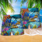 Ocean Aquarium Beach Shorts Pattern Detail For Cruise Vacations And Warm Weather Wardrobe