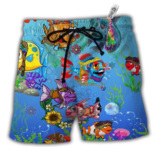 Ocean Joy To The Fishes In The Deep Blue Sea Joy Beach Shorts For Ocean Lover Vacation Wear