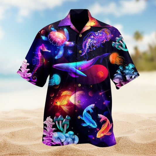 Festive Christmas Santa Hawaiian Shirt Pattern Detail For Weekend Trips