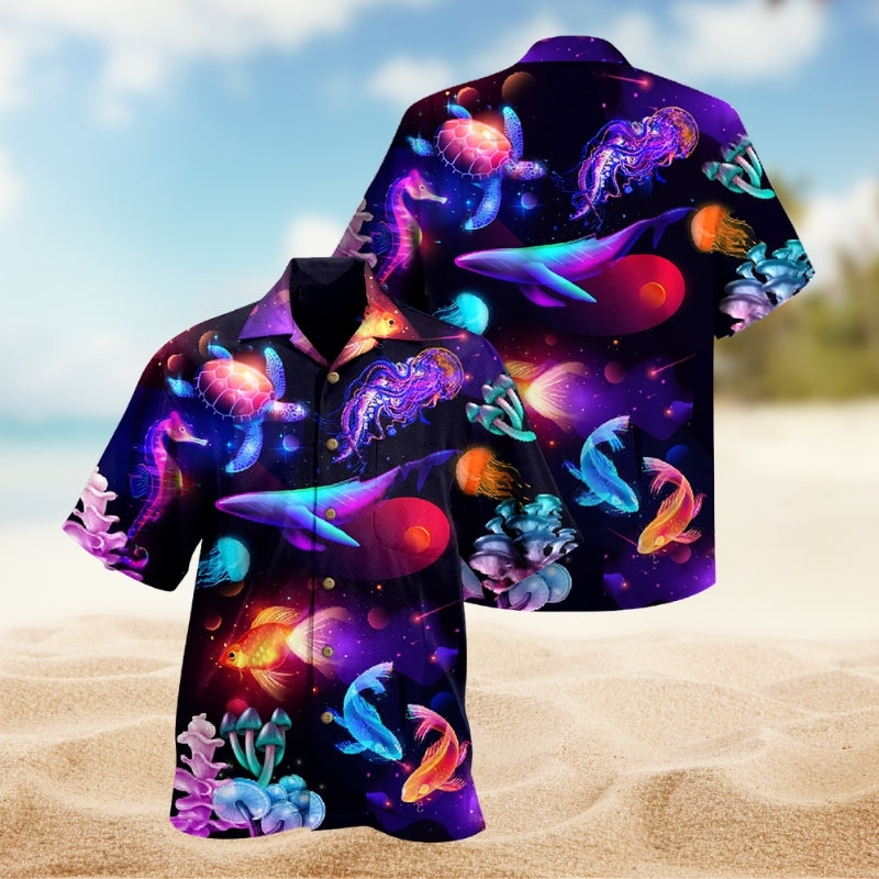 Ocean Fish Turtle Hawaiian Shirt For Coastal Getaways, Outdoor Gatherings, And Thoughtful Gift Giving