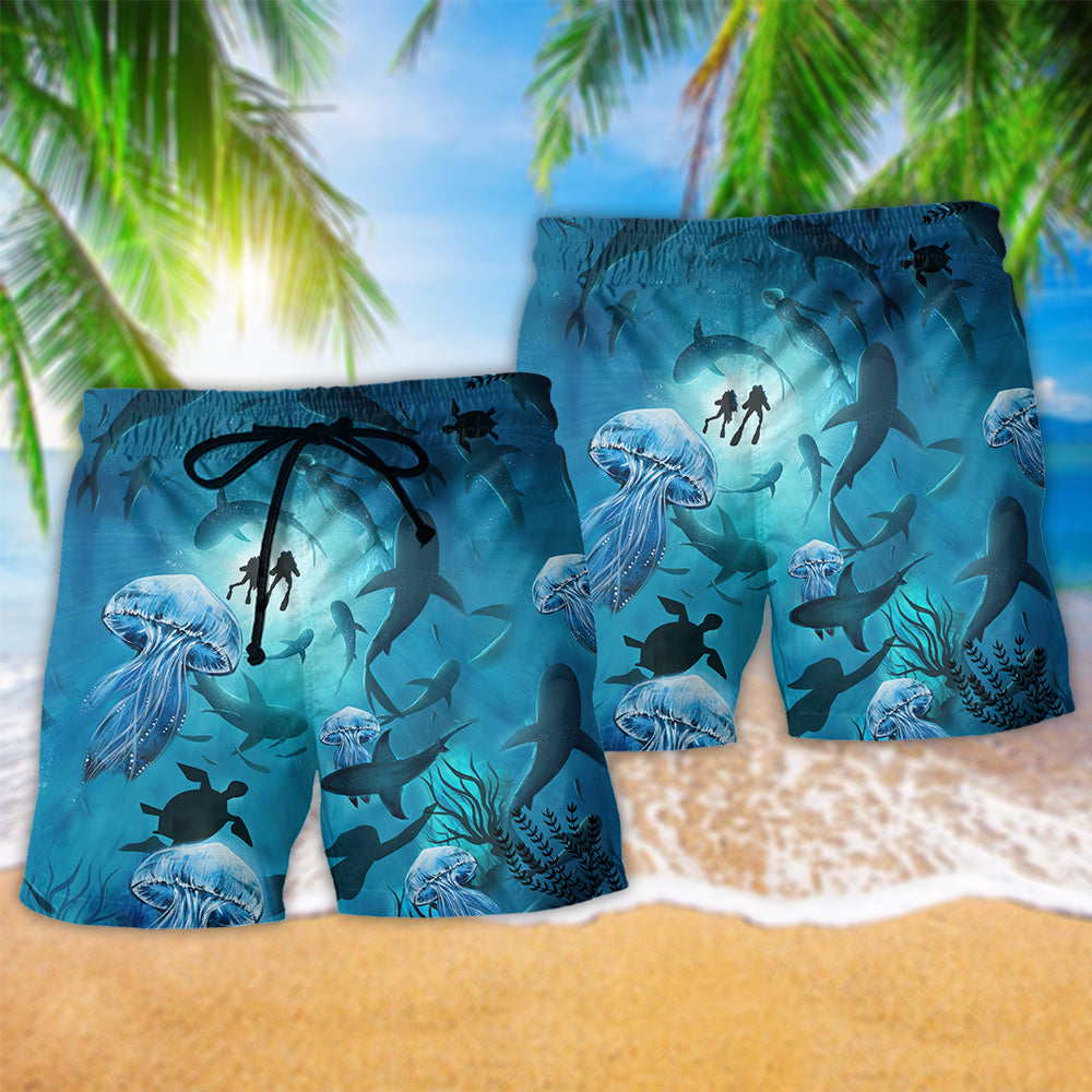Ocean Marine Biology Into The Sea Diving Beach Shorts For Seaside Summer Adventures