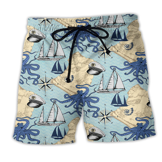 Ocean Octopus Beach Shorts For Tropical Holidays And Easy Warm Weather Wear