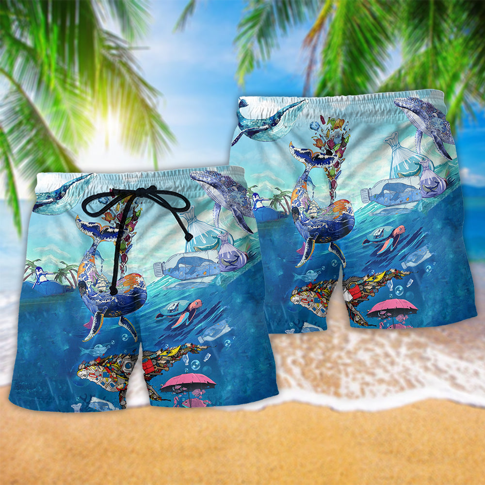 Save The Ocean Marine Life Beach Shorts For Summer Vacation And Coastal Travel