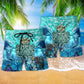 Blue Ocean Beach Shorts Pattern Detail For Sunny Day Activities And Bright Summer Outfits