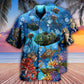 Ocean Steampunk Hawaiian Shirt With All Over Print For Vacation Parties Beach Outings And Relaxed Daily Wear