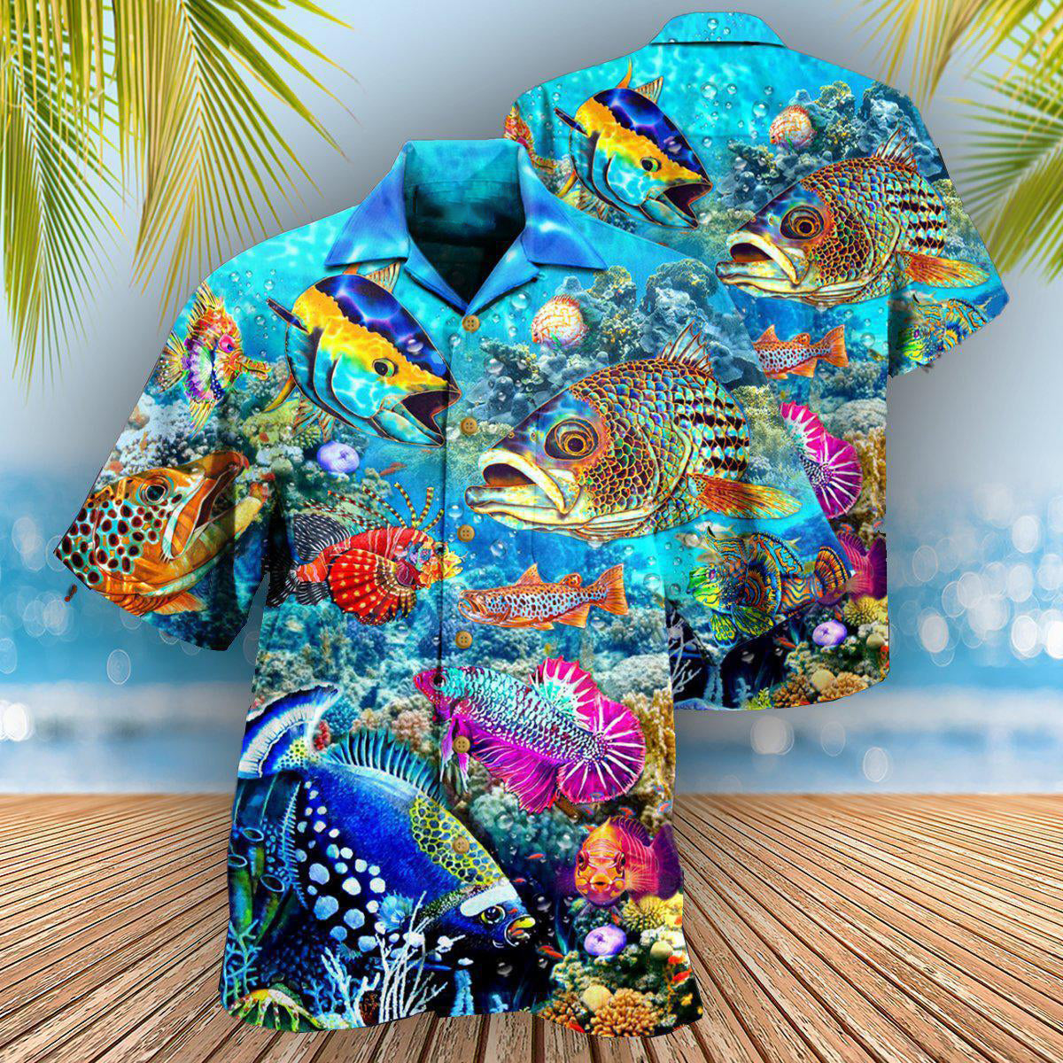 Ocean Treasure Waves Hawaiian Shirt Artwork Detail For Resort Trips And Outdoor Activities