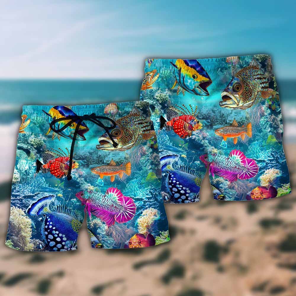 Ocean Hidden Treasure Waves Beach Shorts Pattern Detail For Everyday Outings And Relaxed Casual Style