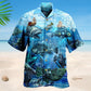 Ocean Undersea Steampunk Fish Hawaiian Shirt For Summer Vacation, Beach Travel, And Casual Wear