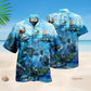 Ocean Undersea Steampunk Fish Hawaiian Shirt For Summer Vacation, Beach Travel, And Casual Wear