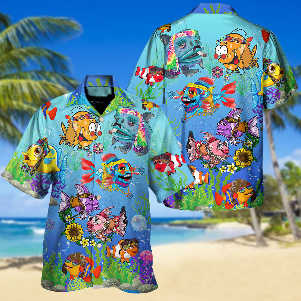 Blue Fish Ocean Deep Sea Joy Hawaiian Shirt For Warm Weather Events And Casual Wear