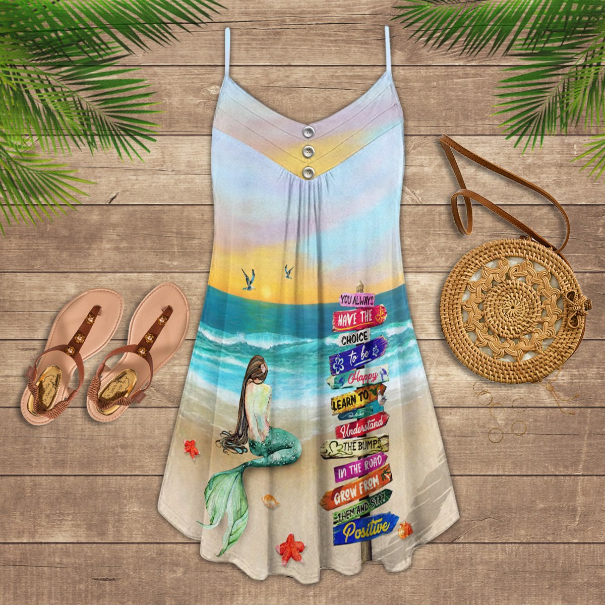 Mermaid Beach V-Neck Sleeveless Cami Dress For Island Holidays And Thoughtful Gifting