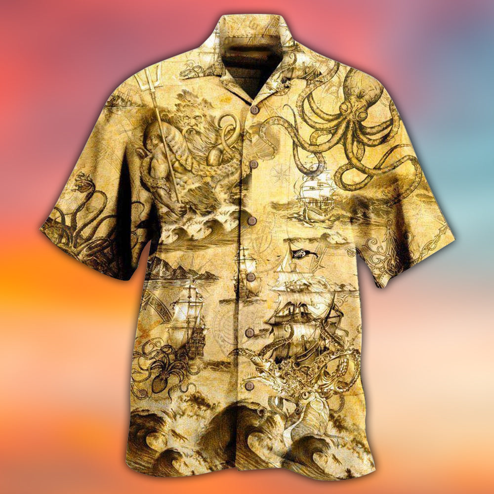 Retro Octopus Amazing Sail Hawaiian Shirt Design View For Casual Summer Styling