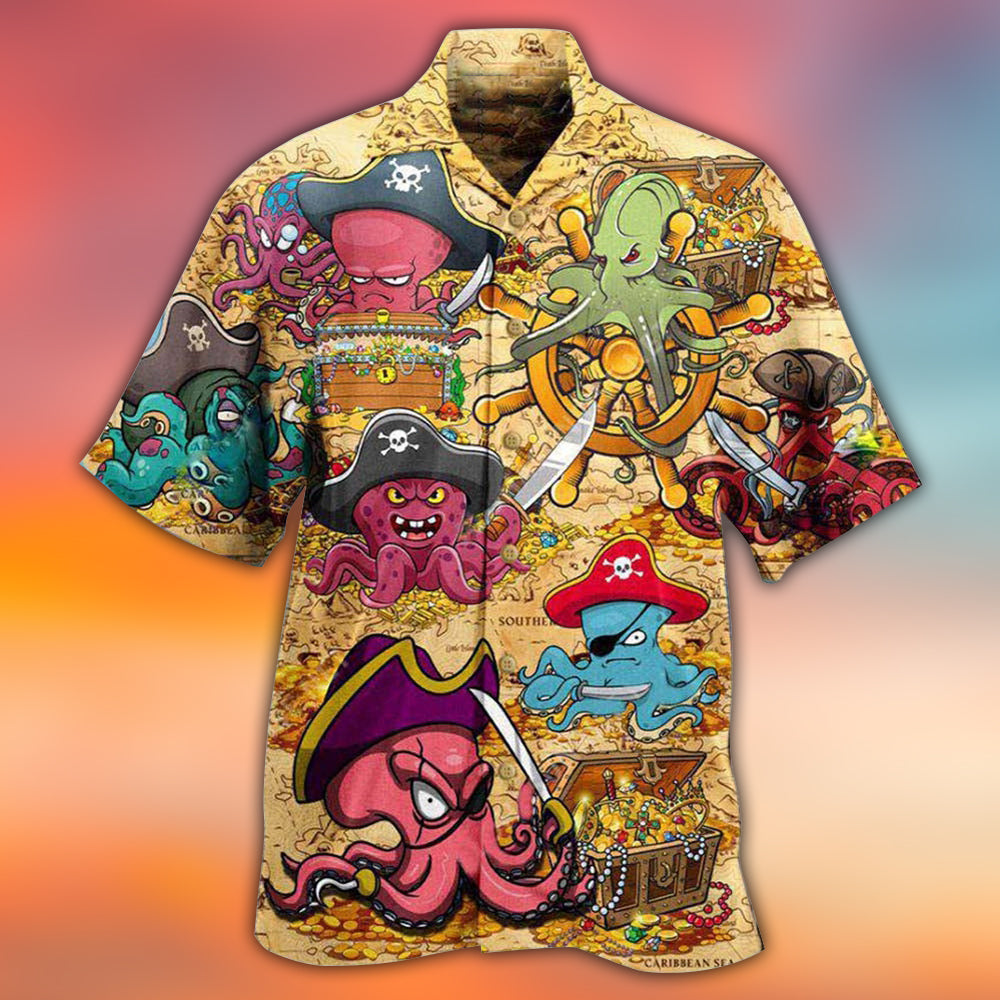 Octopus Captain Pirates Hawaiian Shirt For Warm Weather Adventures And Everyday Comfort