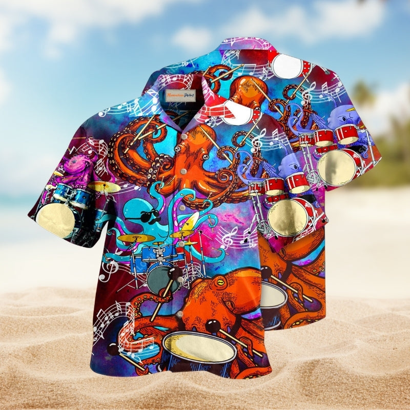 Octopus Dance To The Beat Of Your Own Drum Hawaiian Shirt For Coastal Vacations Live Music Fans And Everyday Wear
