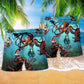 Octopus Giant And Diver Hawaiian Print Beach Shorts For Tropical Coastal Getaways