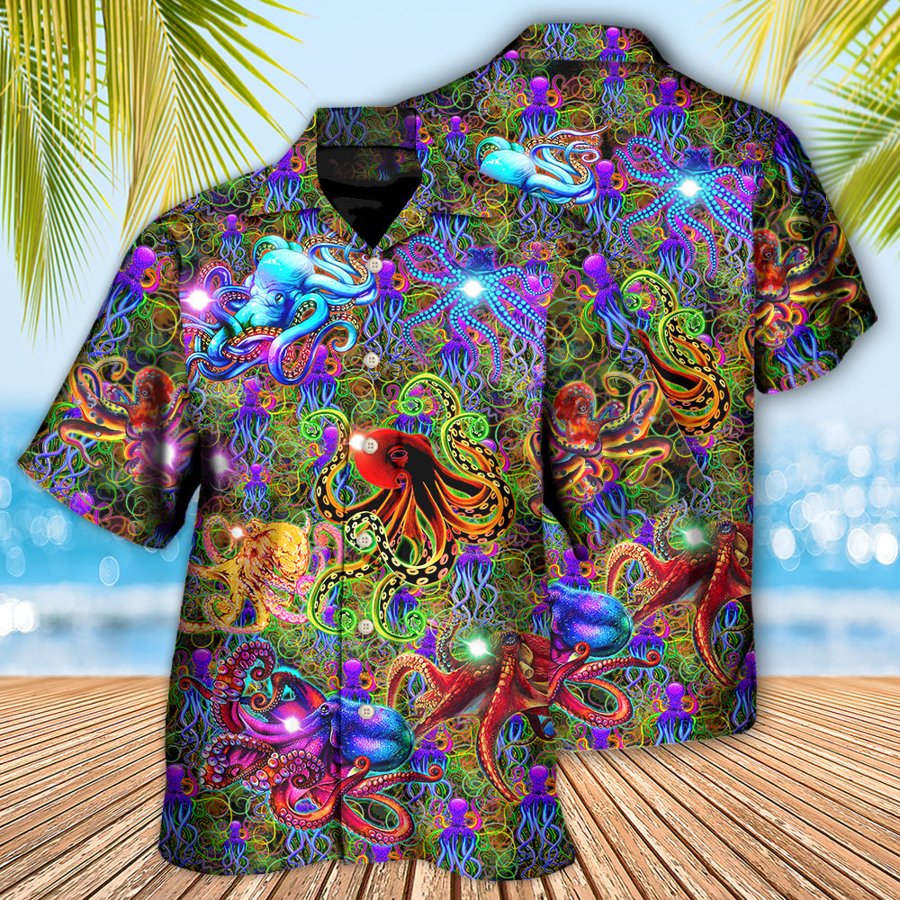 Octopus Hawaiian Shirt Design Detail For Beach Days And Holiday Travel