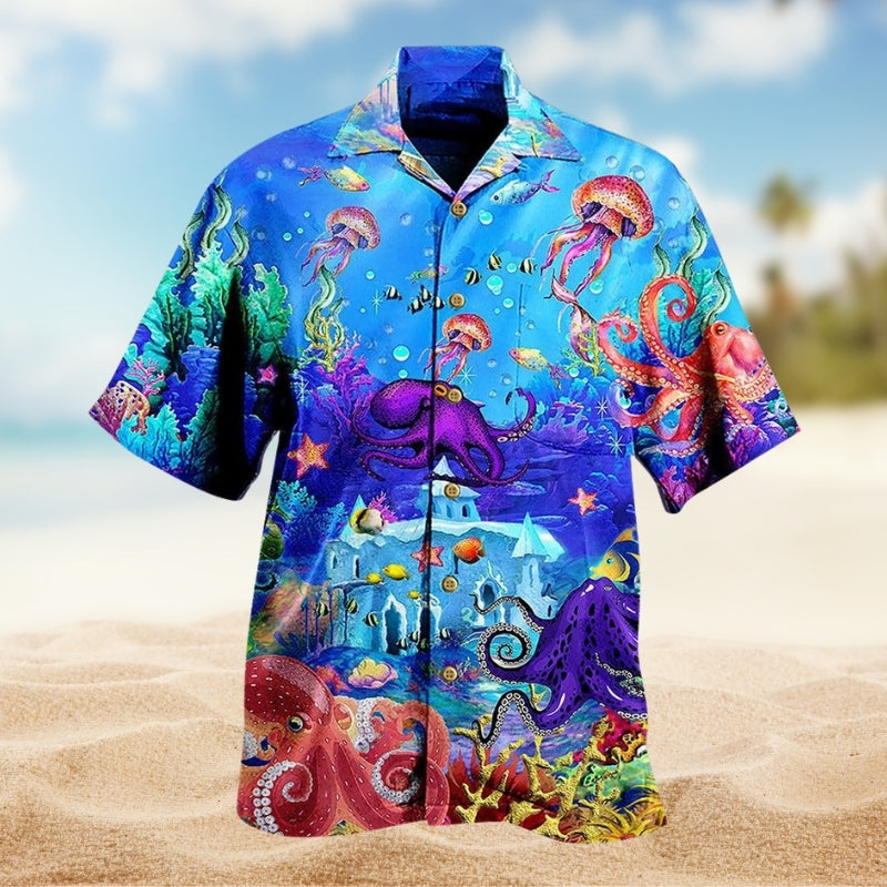Christmas Santa Light Tree Hawaiian Shirt Fabric Pattern Detail For Island Holidays