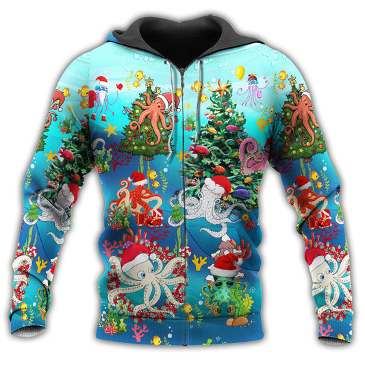 Bright Christmas Octopus Colors Hoodie For Festive Days Casual Adventures And Thoughtful Seasonal Gifting