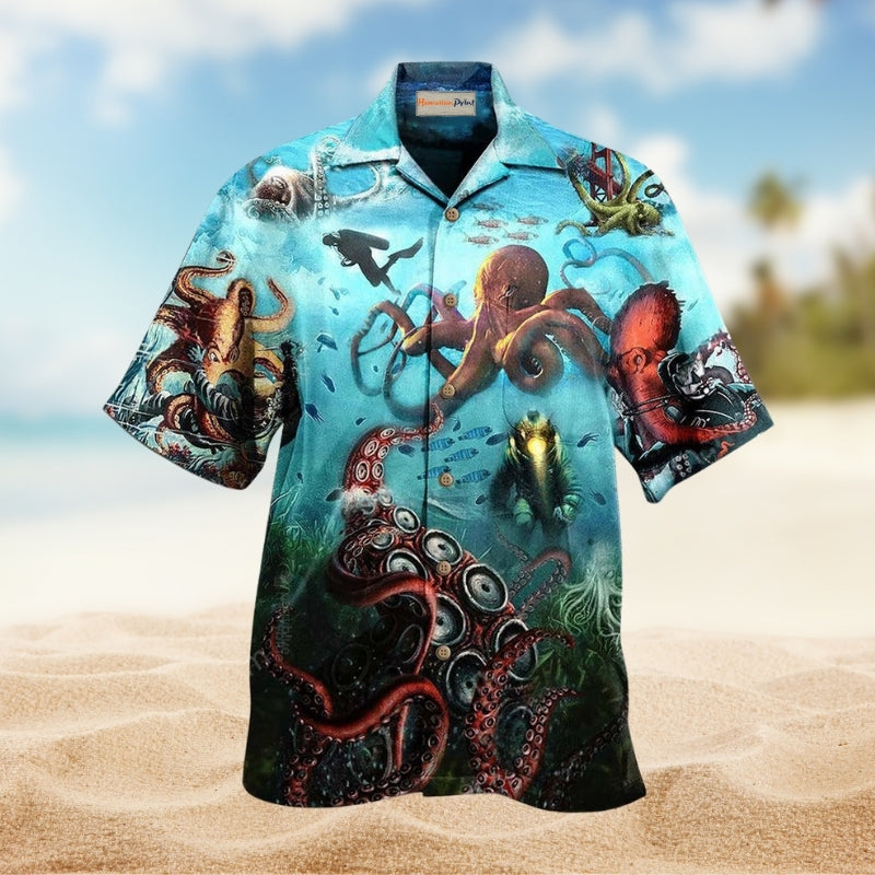 Octopus Protect Ocean Hawaiian Shirt For Summer Gatherings Island Travel And Comfortable Casual Wear