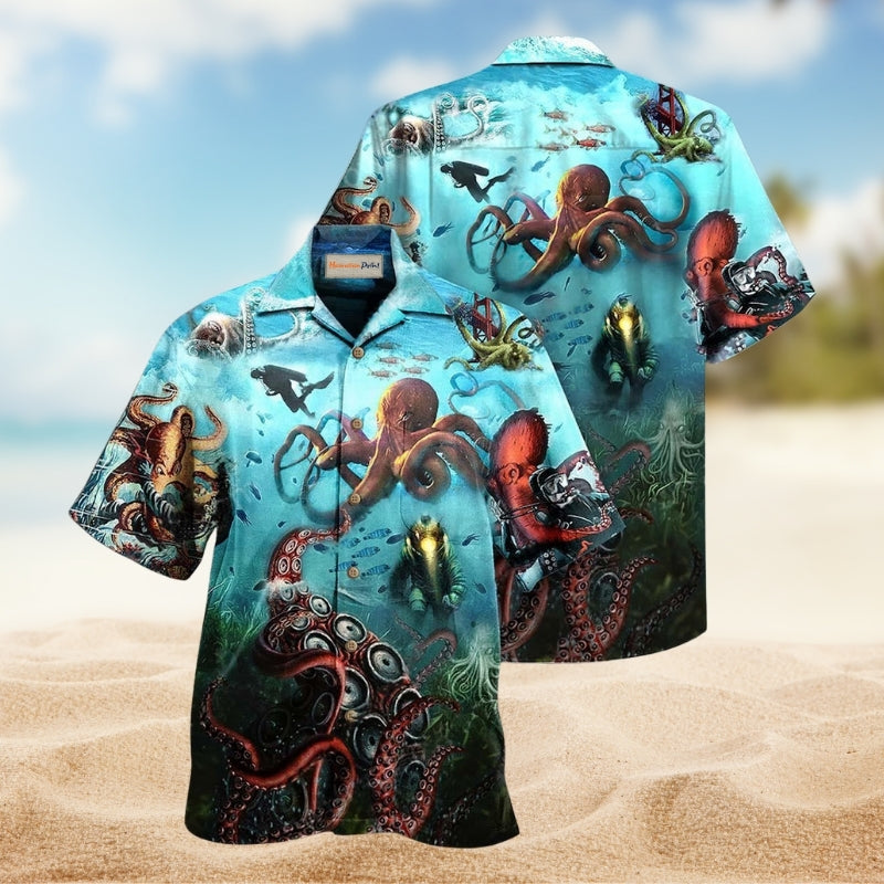 Octopus Protect Ocean Hawaiian Shirt For Summer Gatherings Island Travel And Comfortable Casual Wear