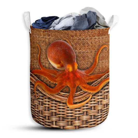 Octopus Rattan Texture Laundry Basket For Bathroom Bedroom Storage