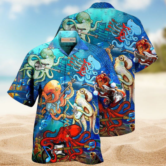 Octopus Rocktopus Hawaiian Shirt For Summer Vacation, Beach Travel, And Casual Wear