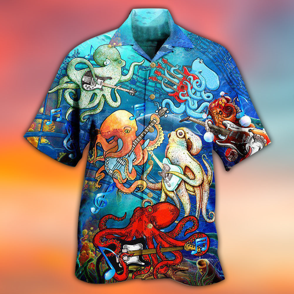 Happy Octopus Rocktopus Hawaiian Shirt Design View For Casual Summer Styling