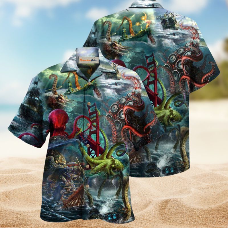Octopus Seas Hawaiian Shirt For Island Vacations, Weekend Events, And Relaxed Everyday Outfits