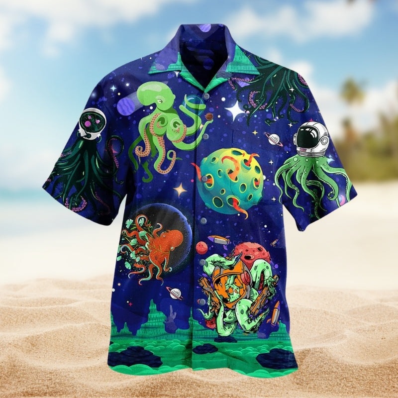 Fantasy Colorful Role Dice Hawaiian Shirt Creative Print View For Warm Weather Events