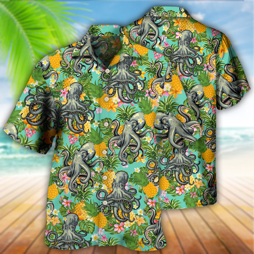 Tropical Peace Octopus Hawaiian Shirt With All Over Print For Tropical Parties Vacation Travel And Casual Summer Style