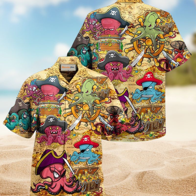 Octopus Pirate Captain Hawaiian Shirt For Island Vacations, Casual Events, And Distinctive Seasonal Style