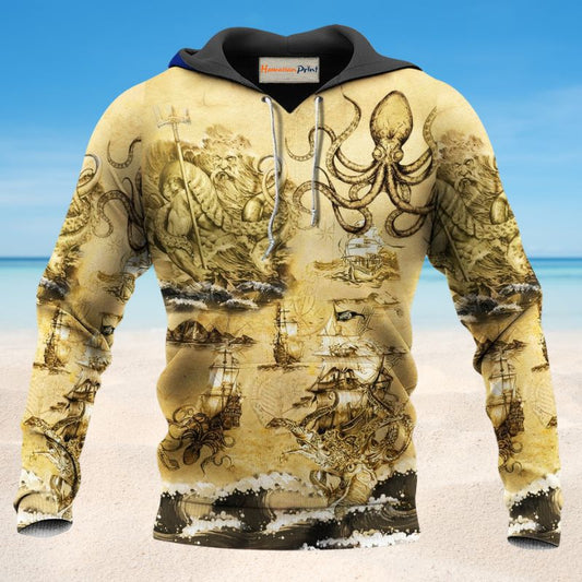 Yellow Octopus Sail Hoodie For Ocean Adventures Seasonal Travel And Gift Giving
