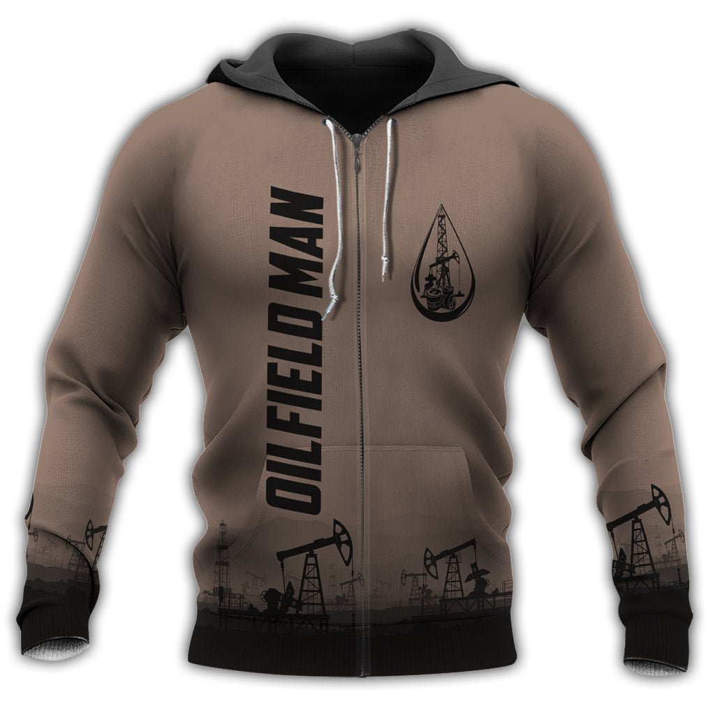 Dark Brown Oil Field Worker Hoodie For Comfortable Daily Outfits Holidays And Casual Wear