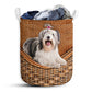 Dog Old English Sheepdog Rattan Texture Laundry Basket For Bathroom Bedroom Storage