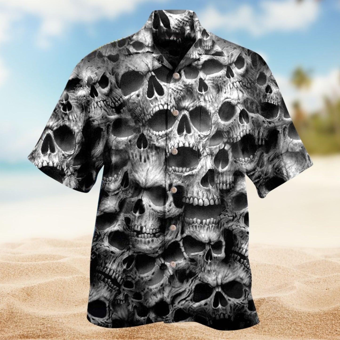 Fearless Skull Hawaiian Shirt For Coastal Adventures Outdoor Gatherings And Casual Warm Weather Wear