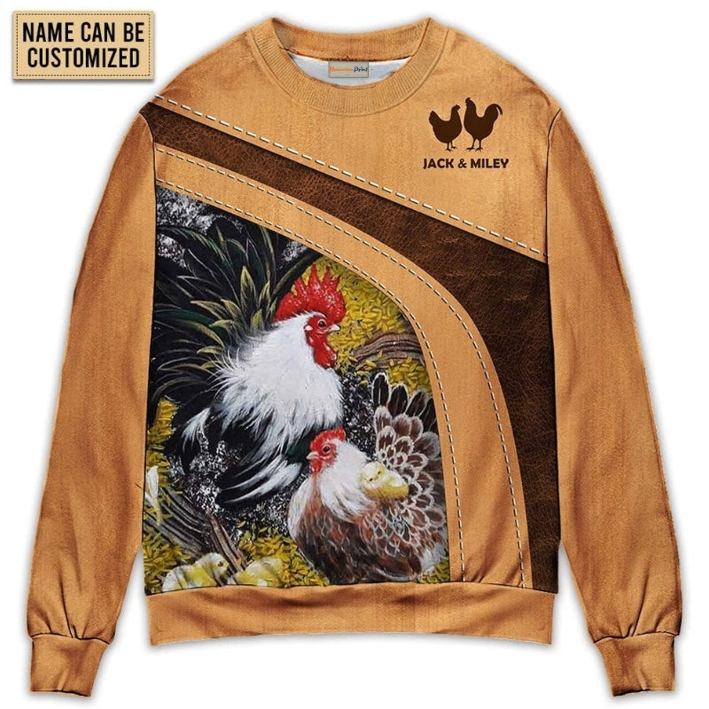 Old Rooster And Cute Chick Farm Sweater For Casual Wear Travel Parties And Comfortable Seasonal Style