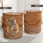 Small Size Dog Old English Bulldog Rattan Texture Laundry Basket For Room Home Organizer