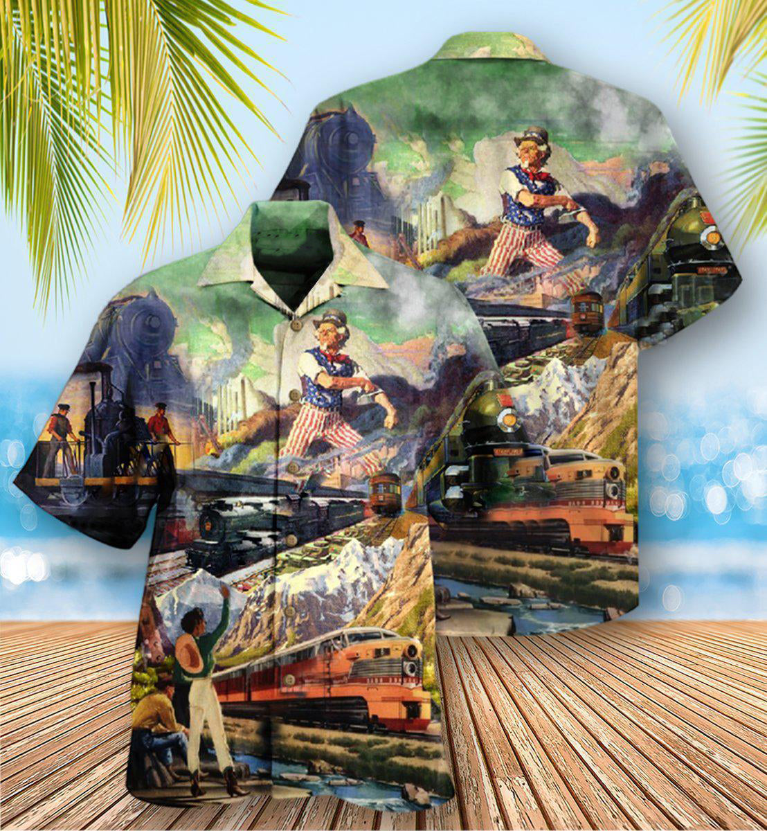 Train Right Track Hawaiian Shirt Design View For Resort Travel And Thoughtful Gifting
