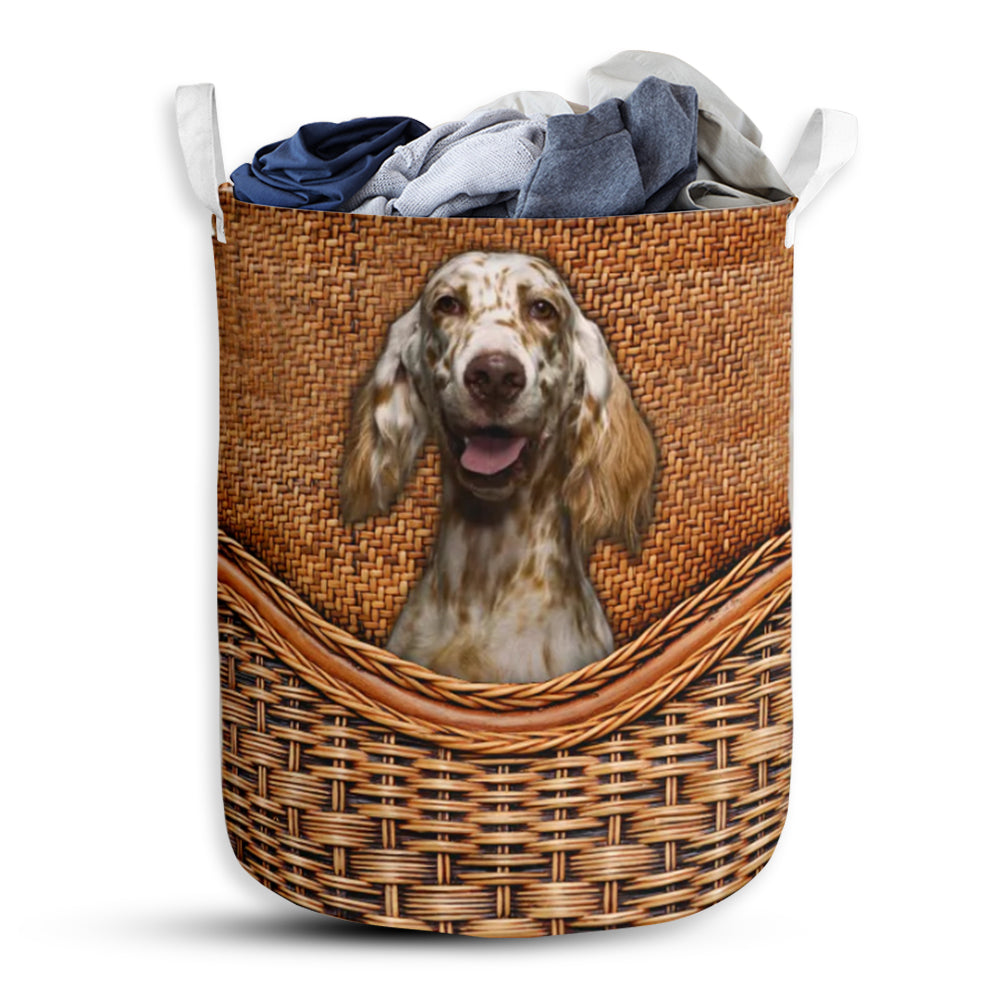 Dog Orange Belton Rattan Texture Laundry Basket For Bathroom Bedroom Storage