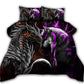Orange And Purple Dragon And Wolf Fantasy Bedding Cover For Fantasy Bedroom Decor