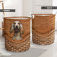 Dog Orange Belton Rattan Texture Laundry Basket For Room Home Organizer