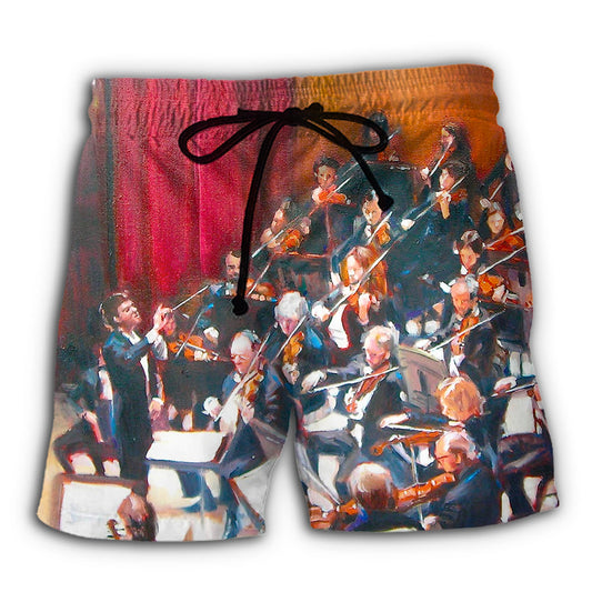 Colorful Orchestra Music Beach Shorts For Warm Weather Outings And Comfortable Daily Use