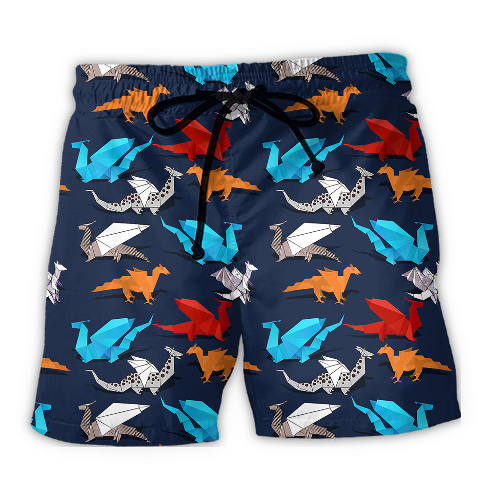 Origami Craft Story Beach Shorts For Summer Vacation And Coastal Travel