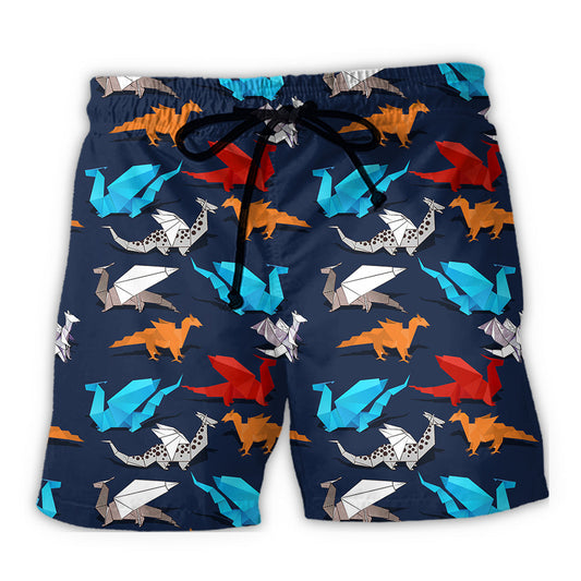 Origami Craft Story Beach Shorts For Summer Vacation And Coastal Travel