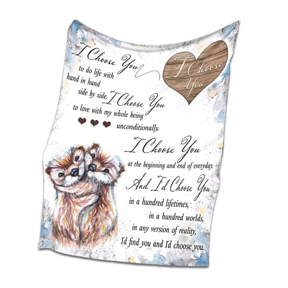 Cute Otter Love Gift Flannel Blanket For Cozy Bedroom Sofa Decor