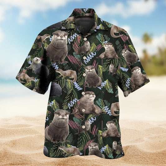 Playful Otter Hawaiian Shirt For Casual Weekend And Travel Ready Style