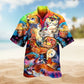 Festive Christmas Hawaiian Shirt Print Closeup For Island Holidays