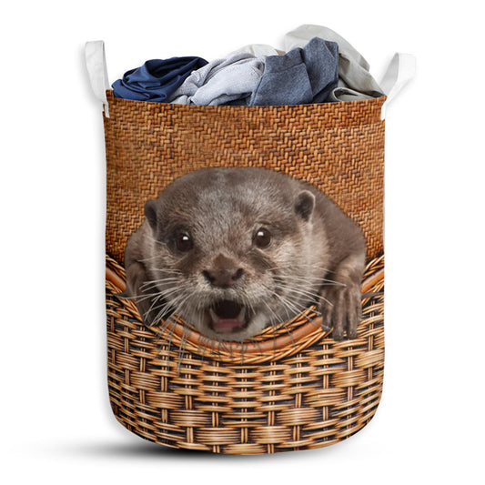 Otter Rattan Texture Laundry Basket For Bathroom Bedroom Storage