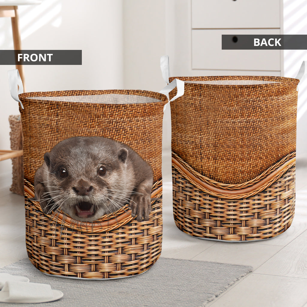 Otter Rattan Texture Laundry Basket For Room Home Organizer